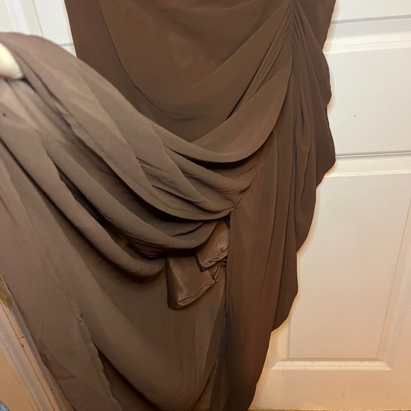 PrettyLittleThing One Shoulder Brown Dress - Picture 12 of 12